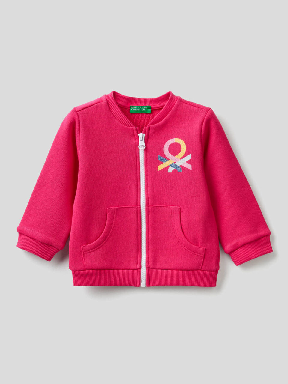 Sweatshirt with zip in organic cotton image number 1