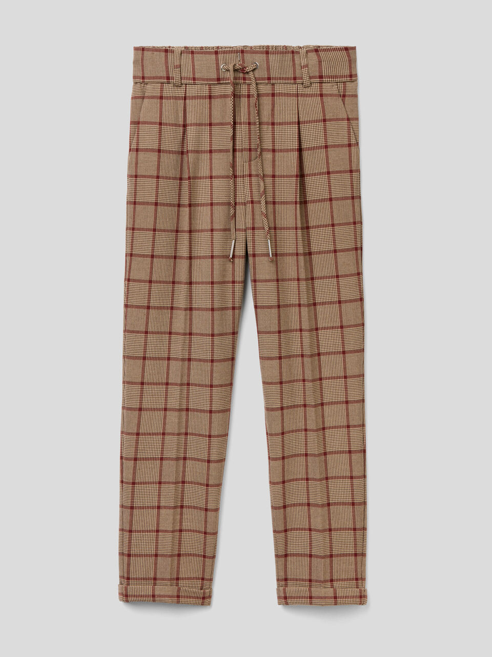 Patterned trousers with elastic waist image number 1