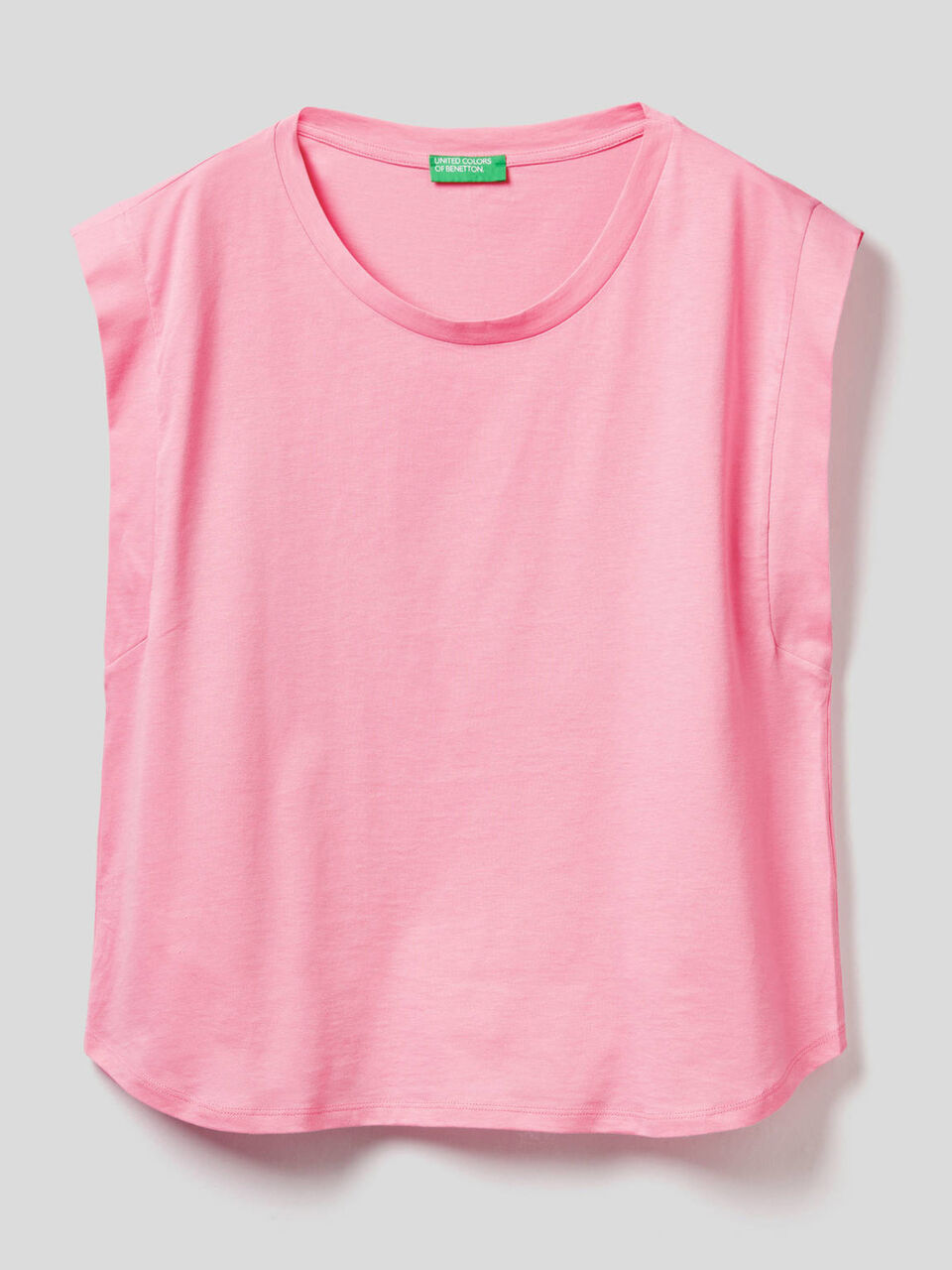 Cotton t-shirt with cap sleeves image number 1