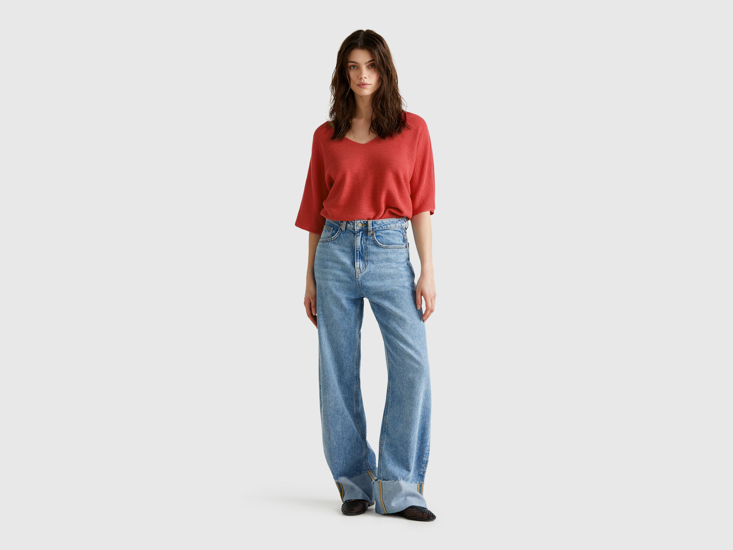 V NECK SWEATER H/S Women image number 2