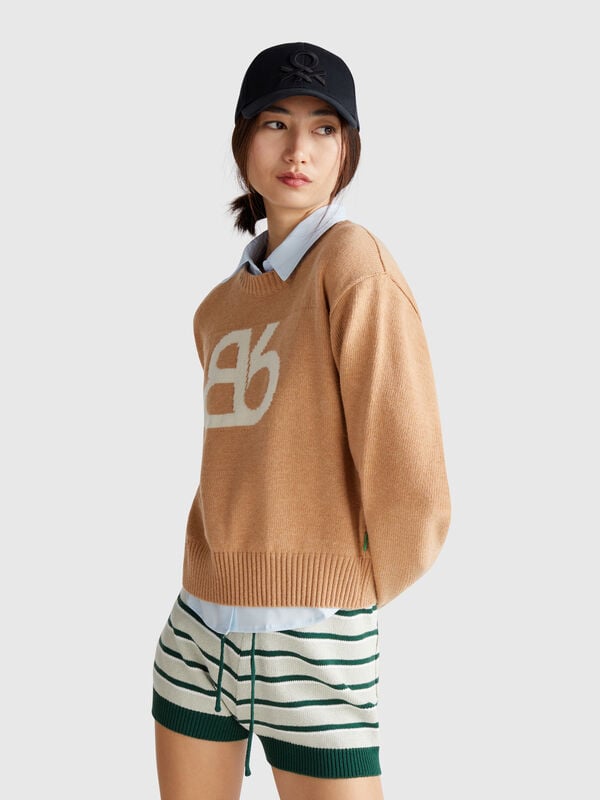 Crew neck sweater in wool blend Women