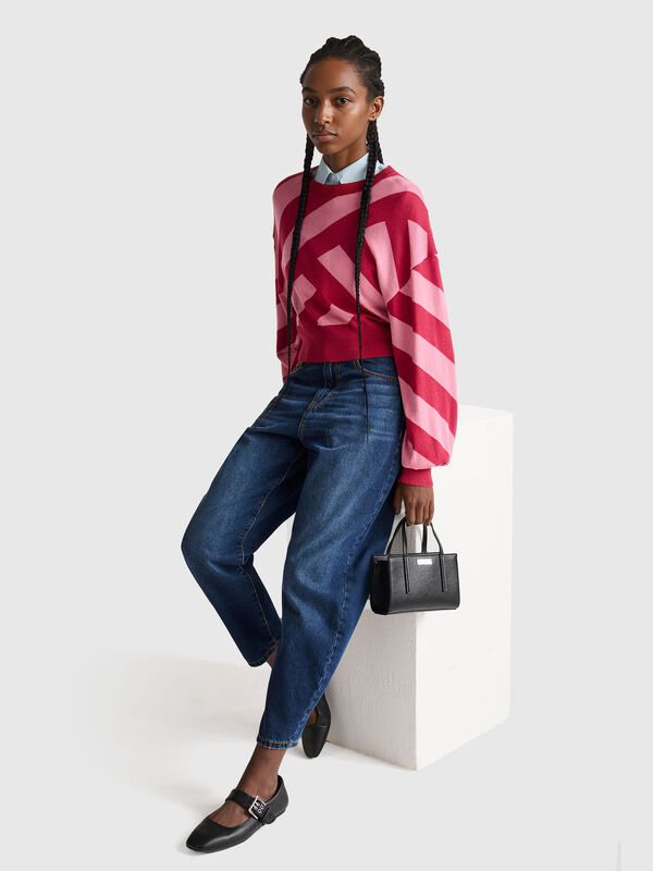 Regimental striped cropped sweater Women