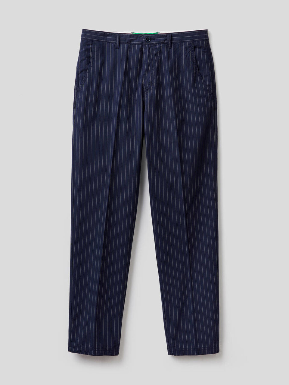 Pinstripe trousers in pure cotton image number 1