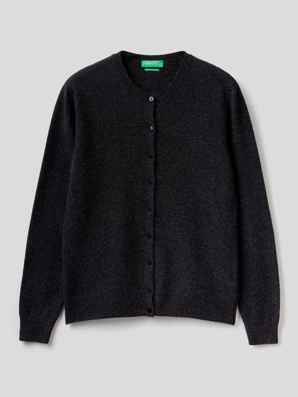 Crew neck cardigan in pure virgin wool image number 1