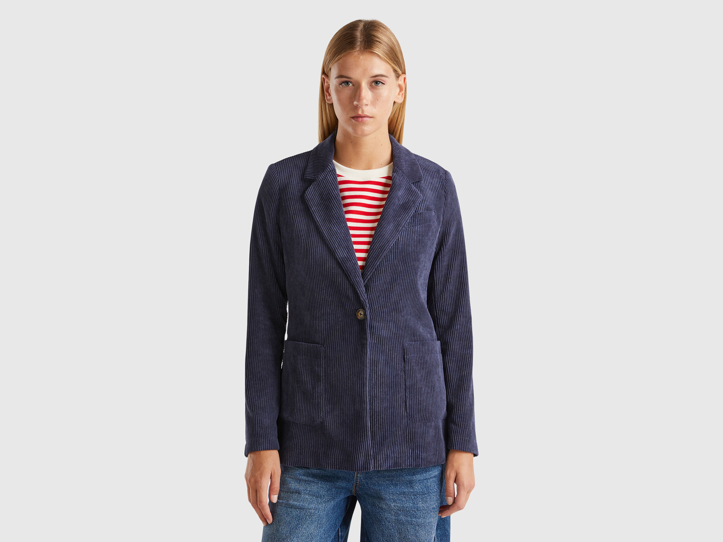 Corduroy blazer Dark Blue Benetton