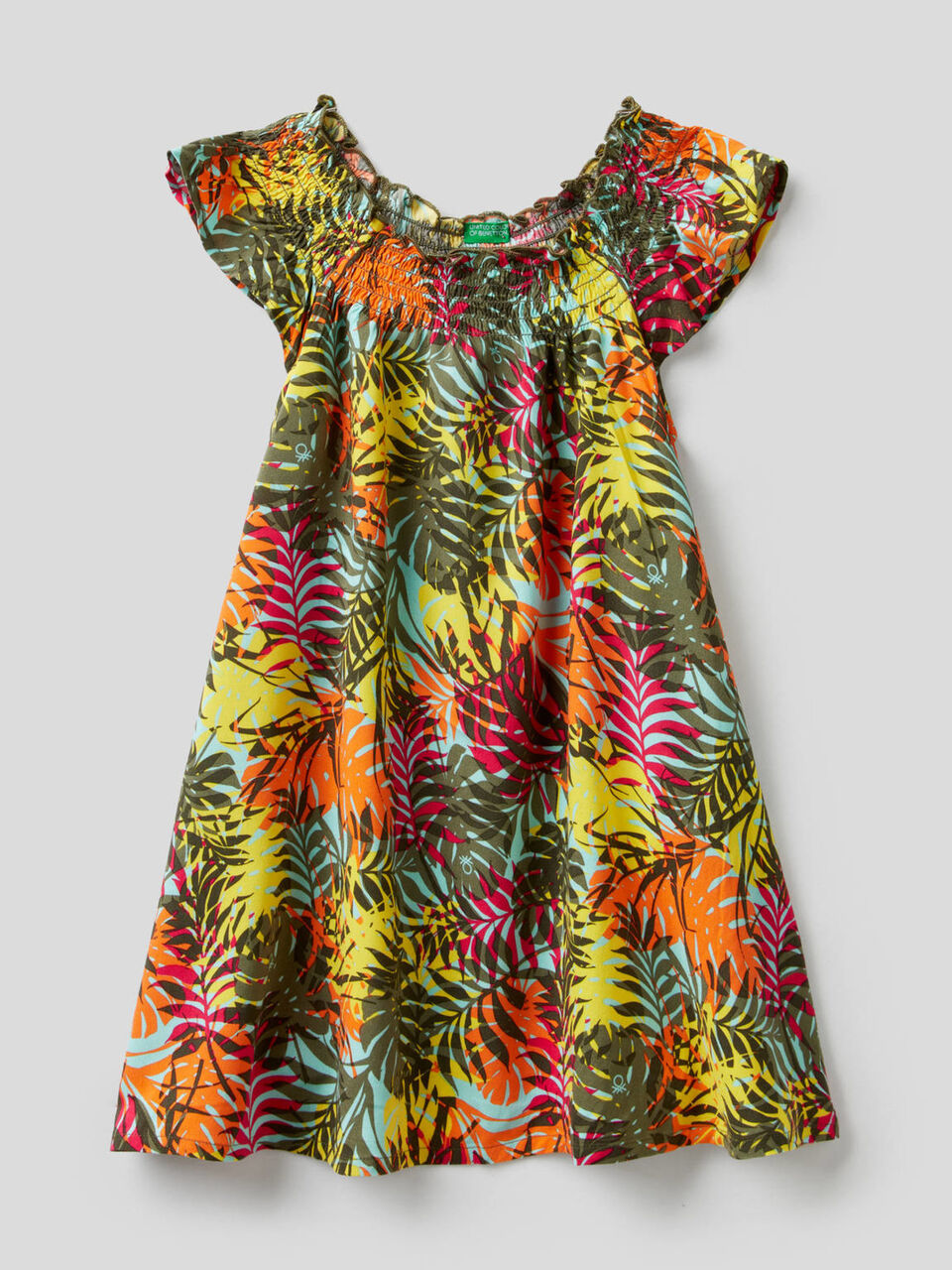 Foliage pattern flared dress image number 1