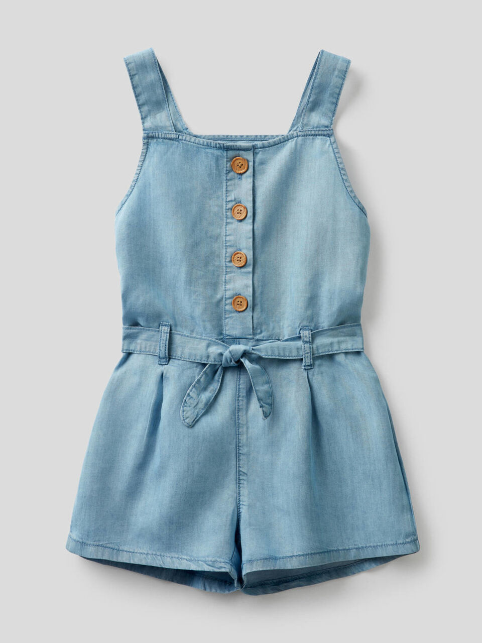 Short jumpsuit in light denim image number 1