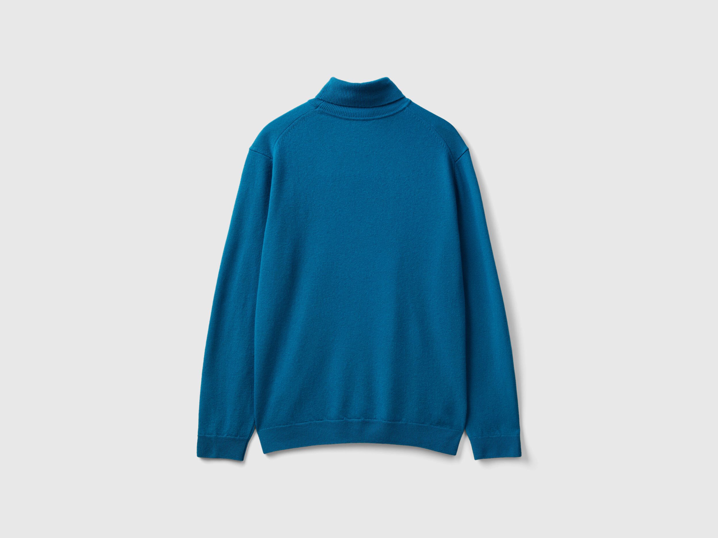 Teal turtleneck in pure Merino wool Teal Benetton