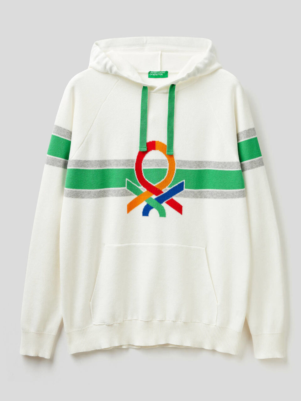 Sweater with hood and multicolor logo image number 1
