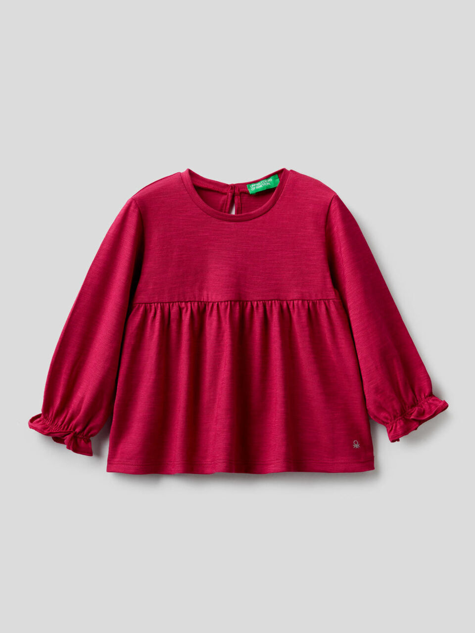 Blouse in 100% organic cotton with frill image number 1