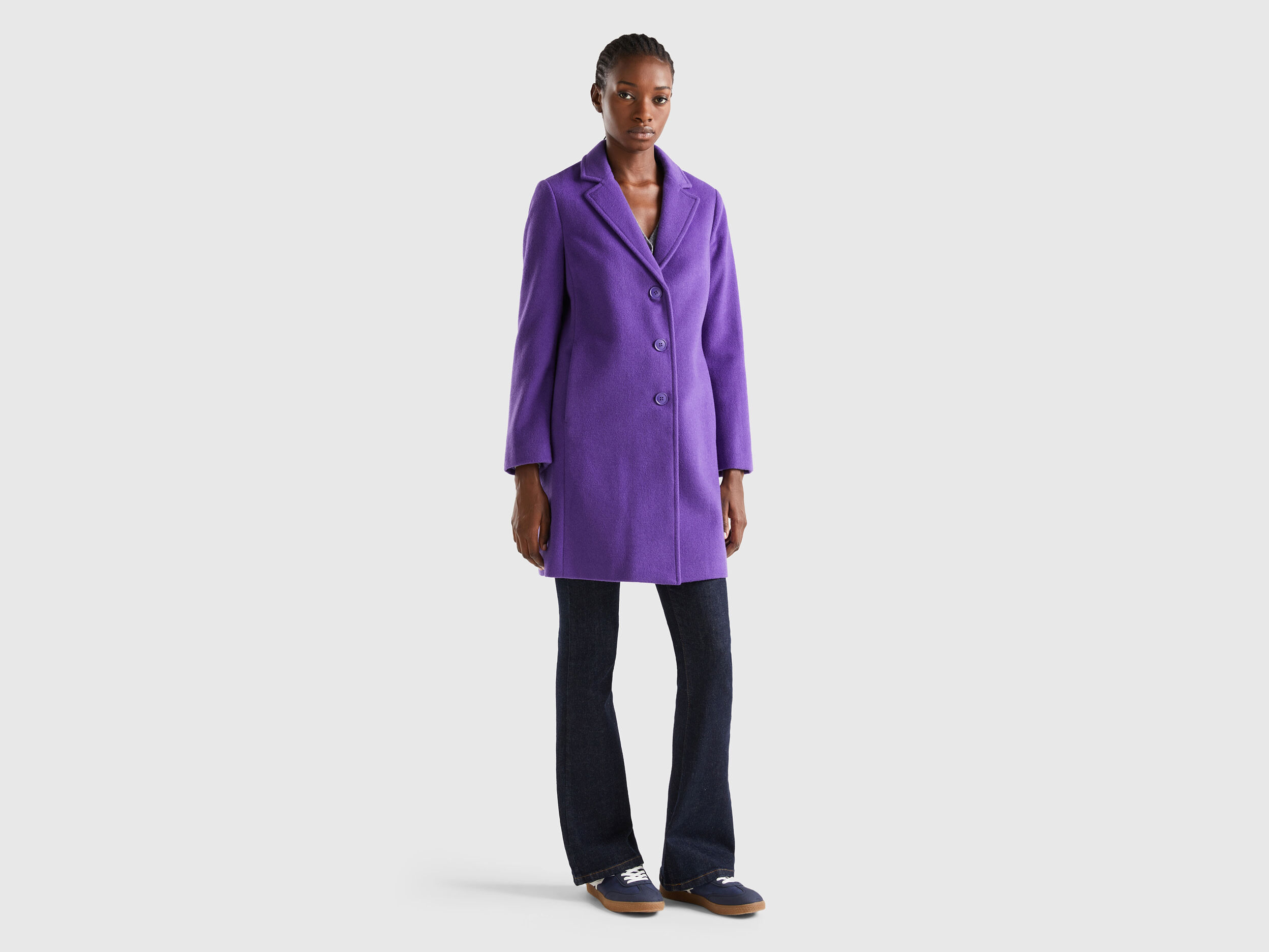 Short coat in wool blend cloth Violet Benetton