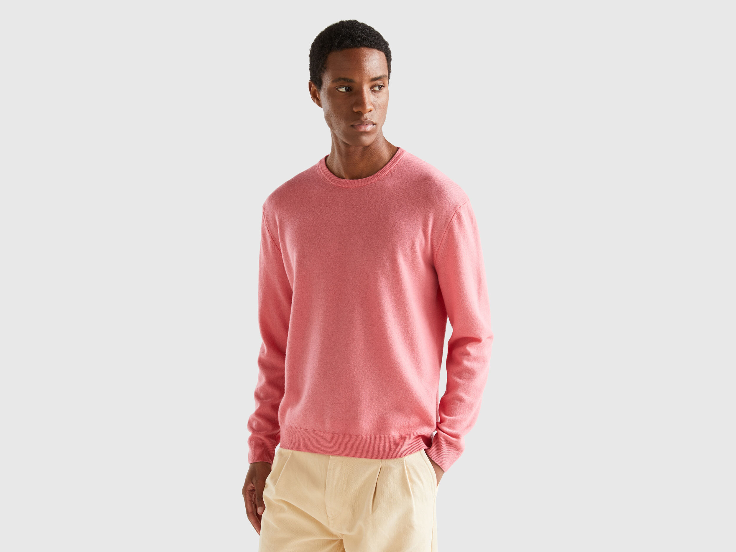 Mens pink deals crew neck sweatshirt