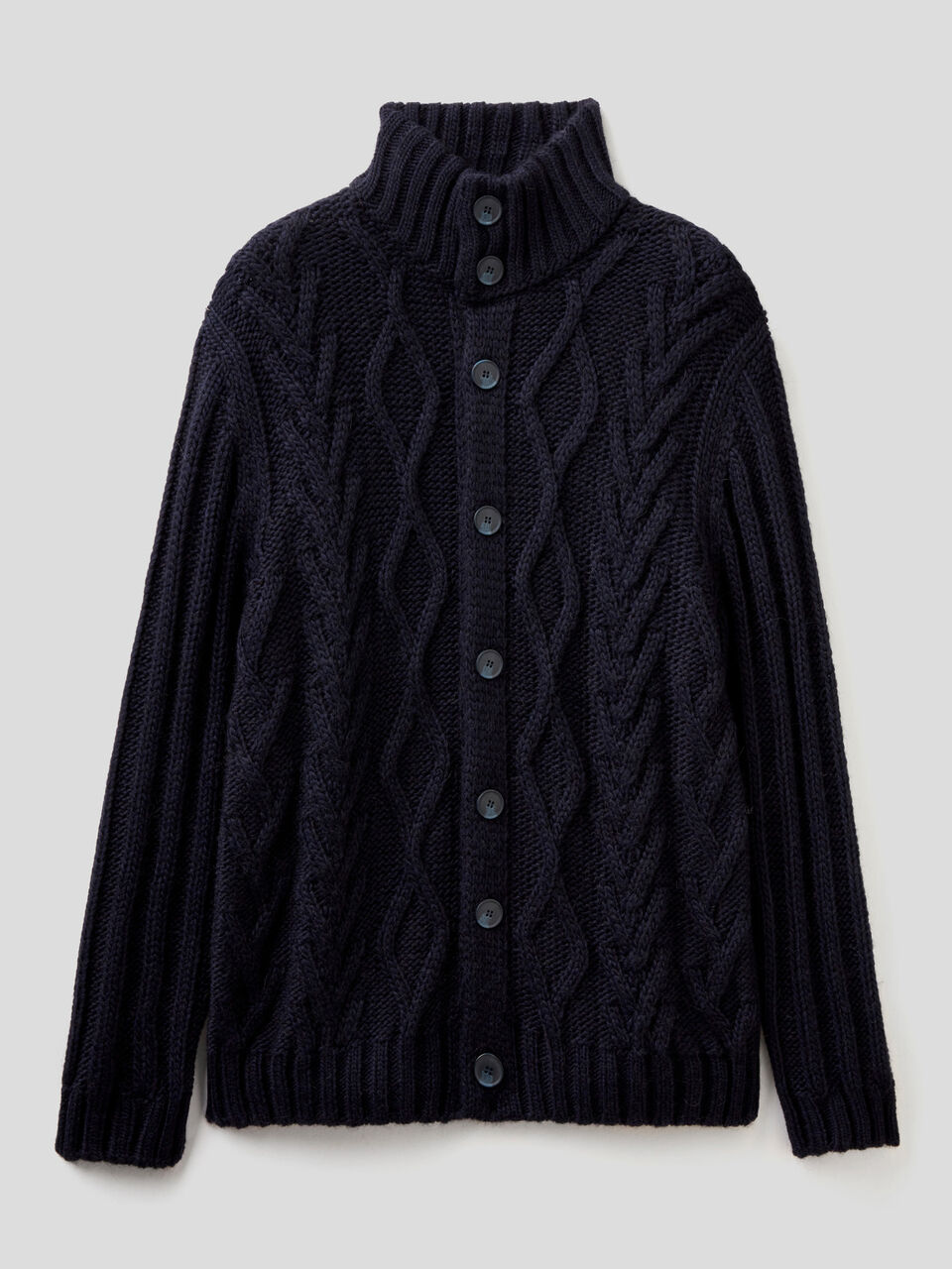 Knit cardigan with high neck image number 1