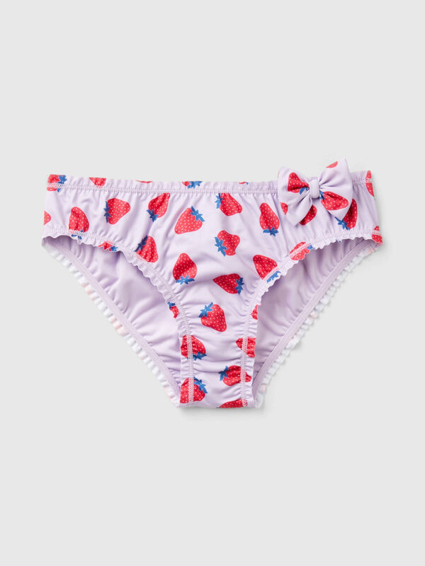 Lilac swim briefs with strawberry pattern Junior Girl