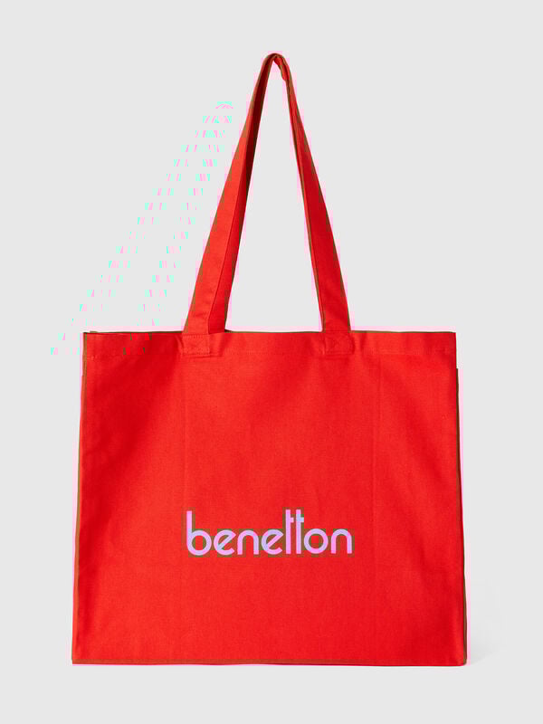 Red tote bag in pure cotton