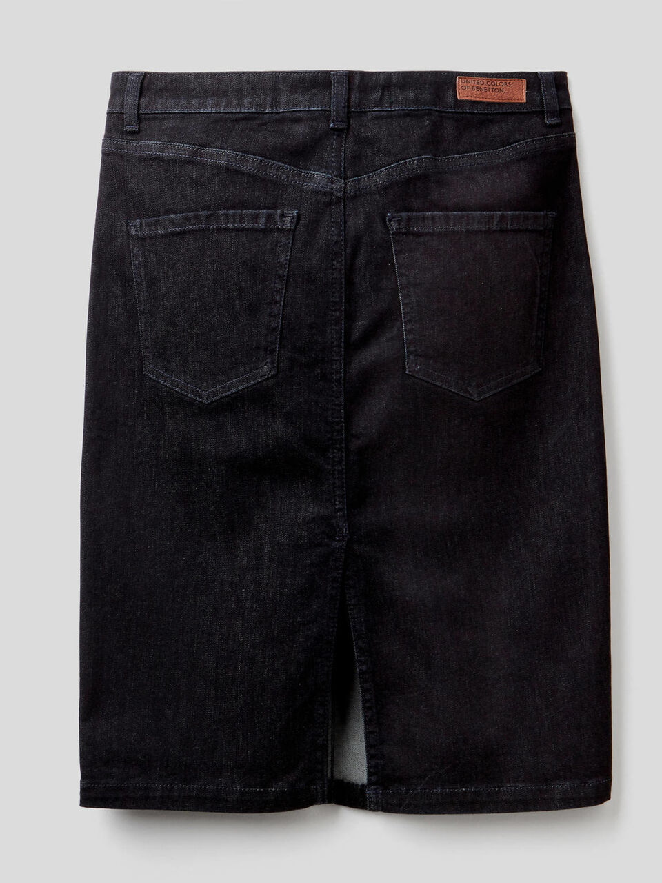 Stretch denim pencil skirt image number 2