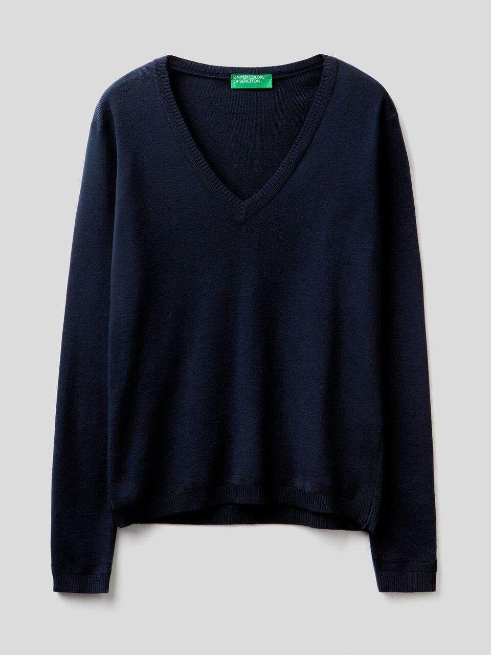 Pure cotton sweater with V-neck image number 1