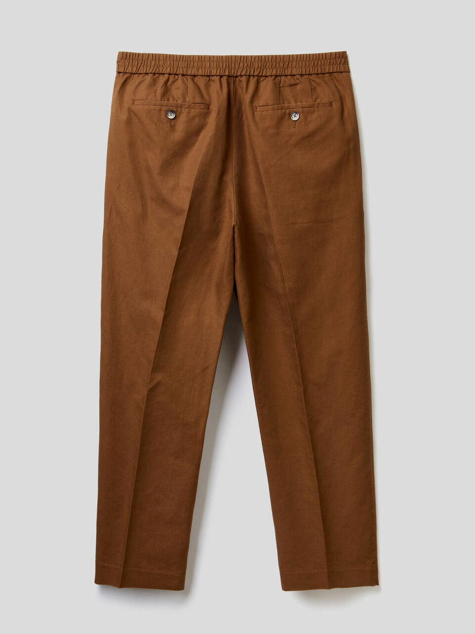 Linen blend trousers with elastic at waist image number 2