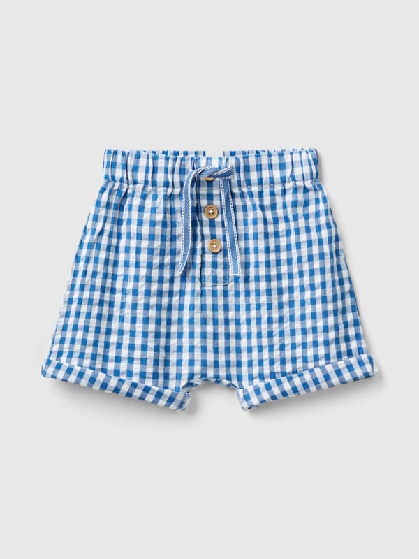 Vichy shorts in pure cotton New Born (0-18 months)