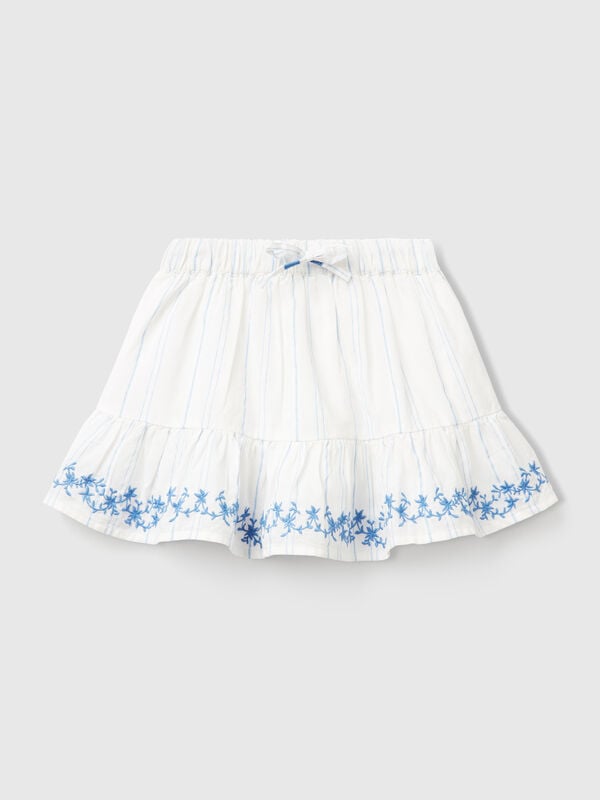 Striped skirt with floral embroidery Junior Girl