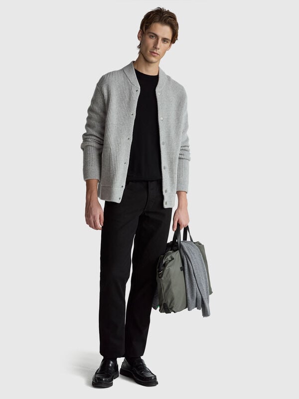 Black sweater in pure Merino wool Men