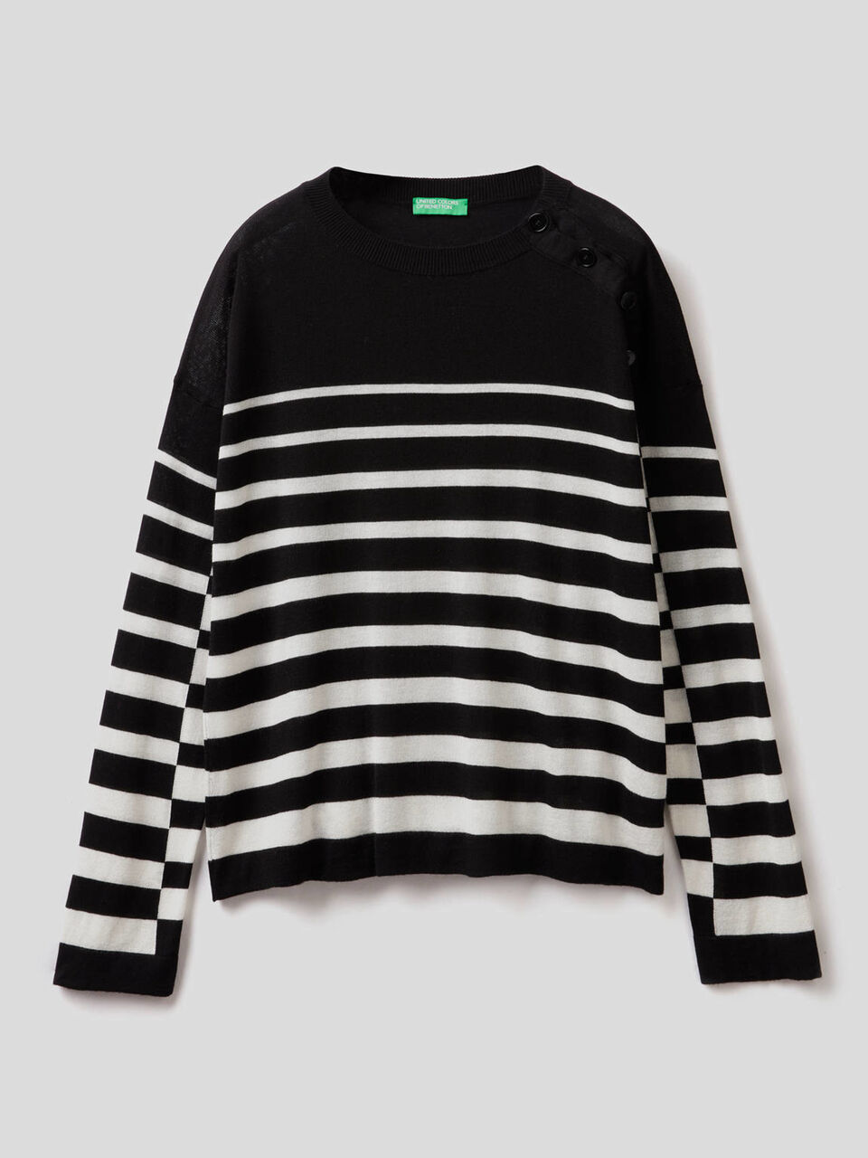 Striped sweater with button detail image number 1