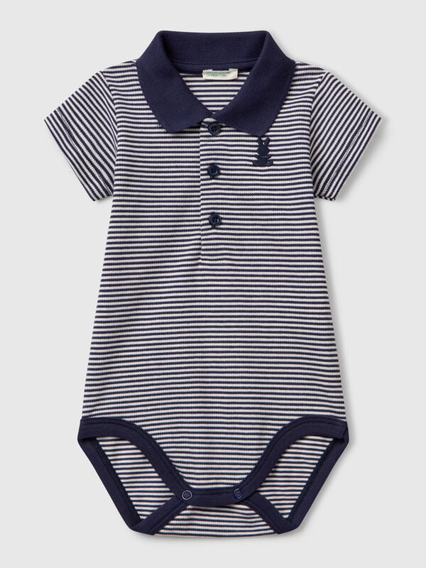 Polo bodysuit in stretch cotton New Born (0-18 months)