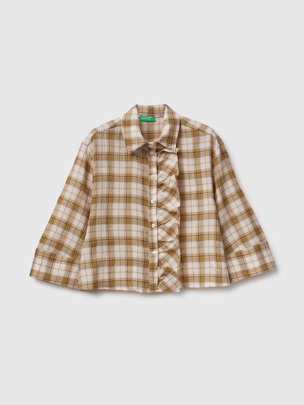 Check shirt with rouches Women