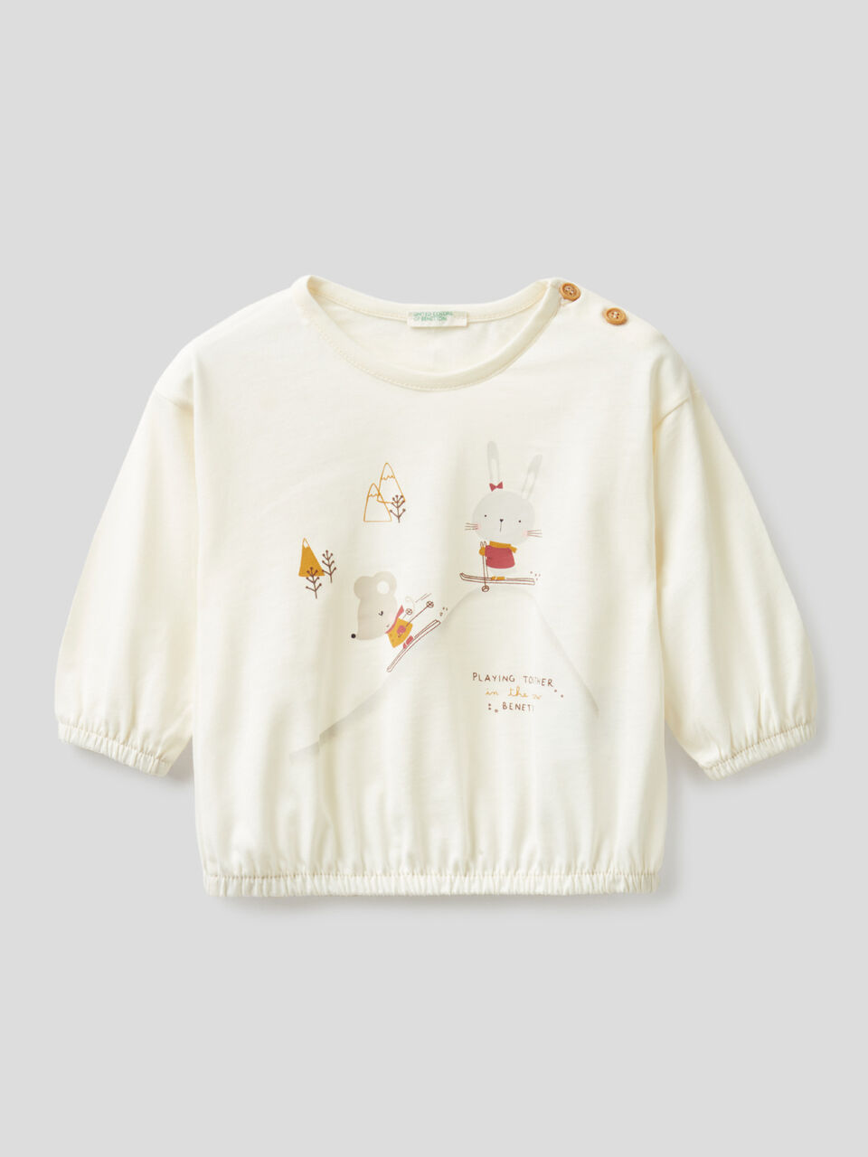Blouse with print in 100% organic cotton image number 1