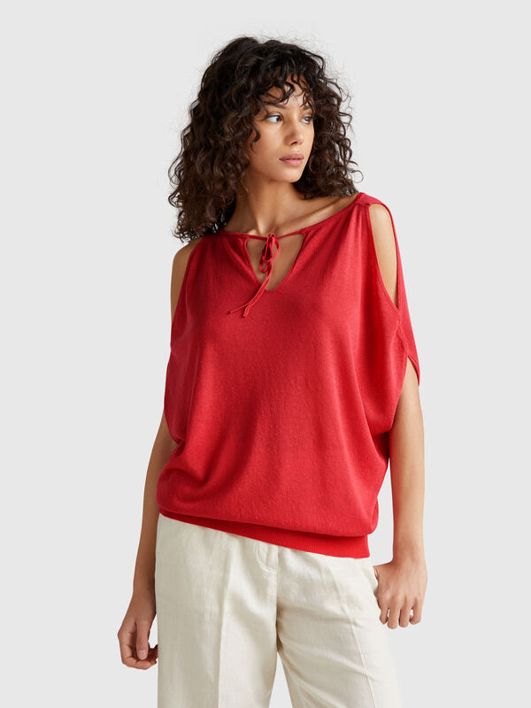 Reversible linen blend sweater Women