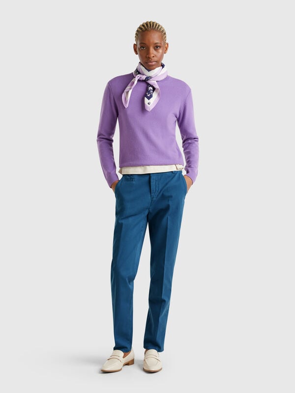 Air force blue slim fit cotton chinos Women