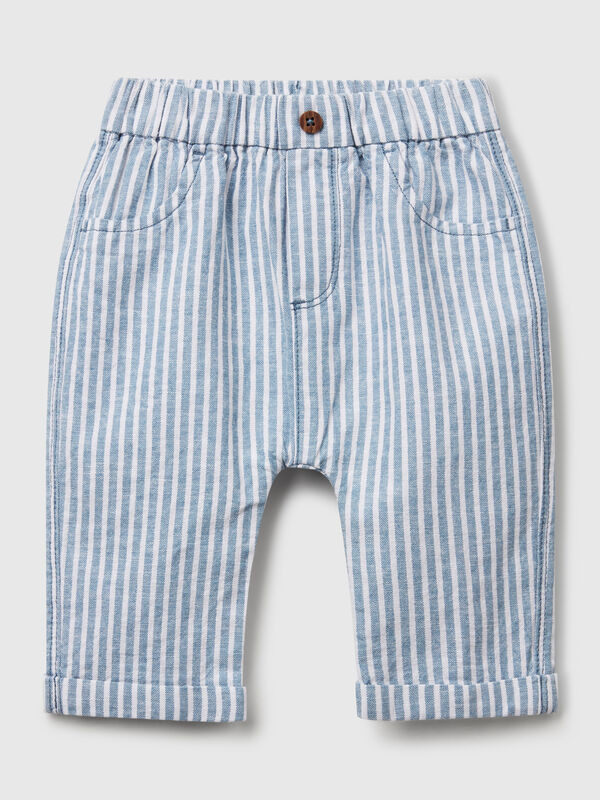 Striped trousers in pure linen New Born (0-18 months)