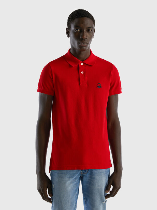Red slim fit polo Men