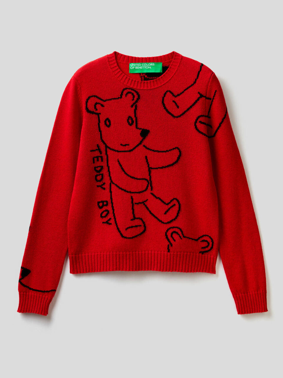 Sweater with teddy bear inlay image number 1