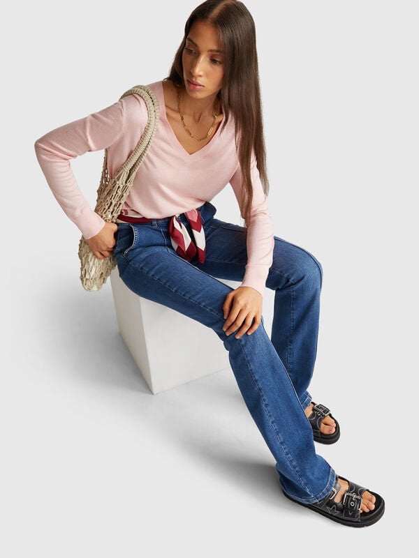 V-neck top in silk blend Women