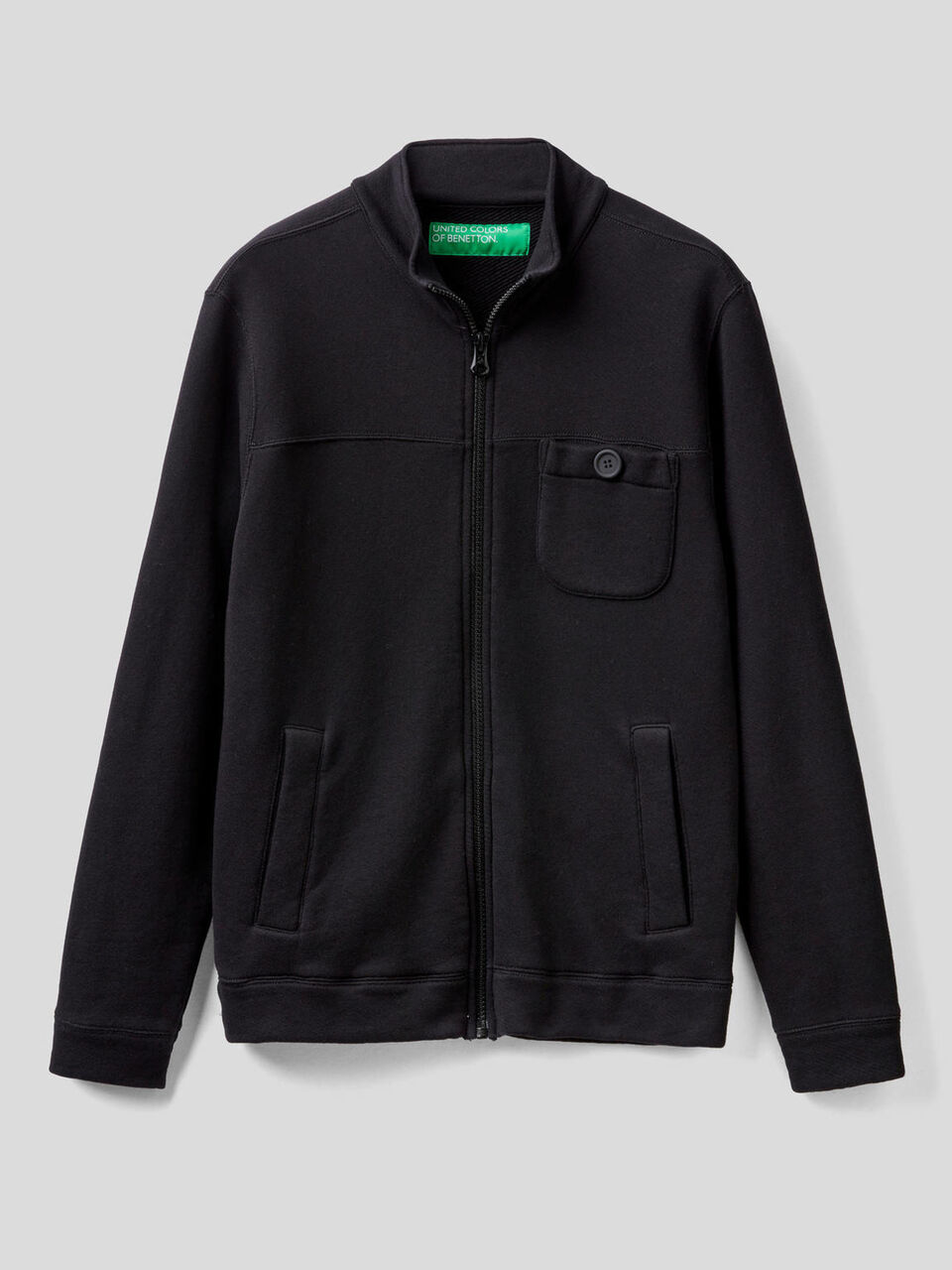 100% cotton sweatshirt with zip and pockets image number 1