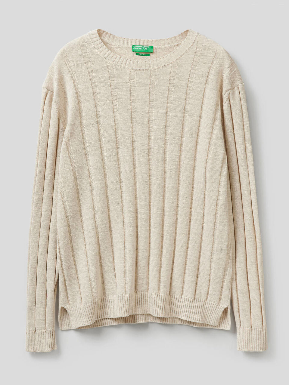 Ribbed sweater in linen blend cotton image number 1