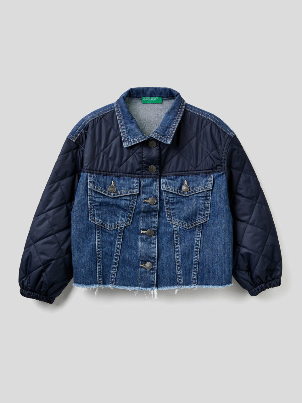 Denim jacket with quilted details image number 1