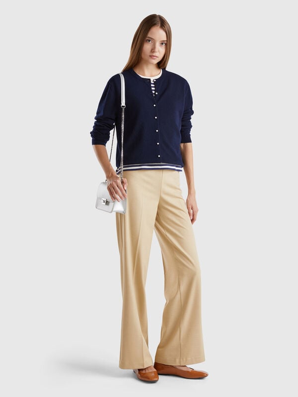 Dark blue cardigan in pure Merino wool Women