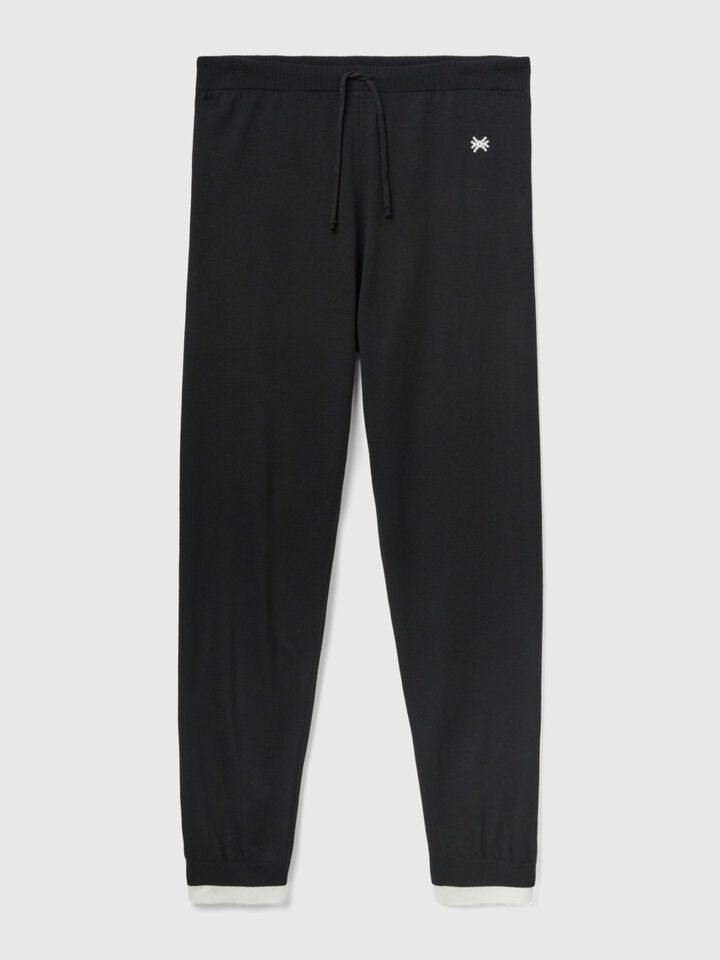 Knit trousers with drawstring image number 1