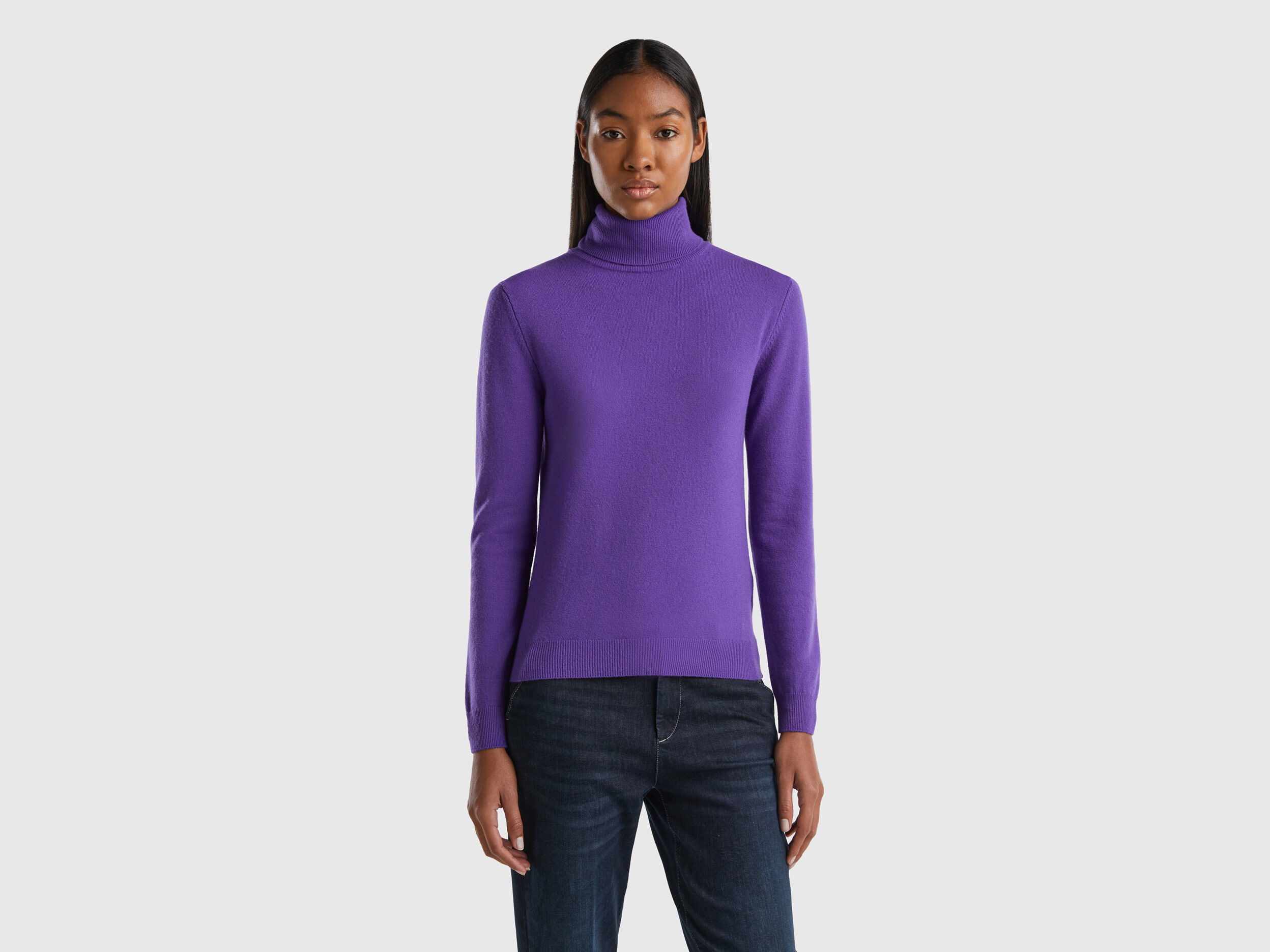 Violet turtleneck in pure Merino wool Violet Benetton