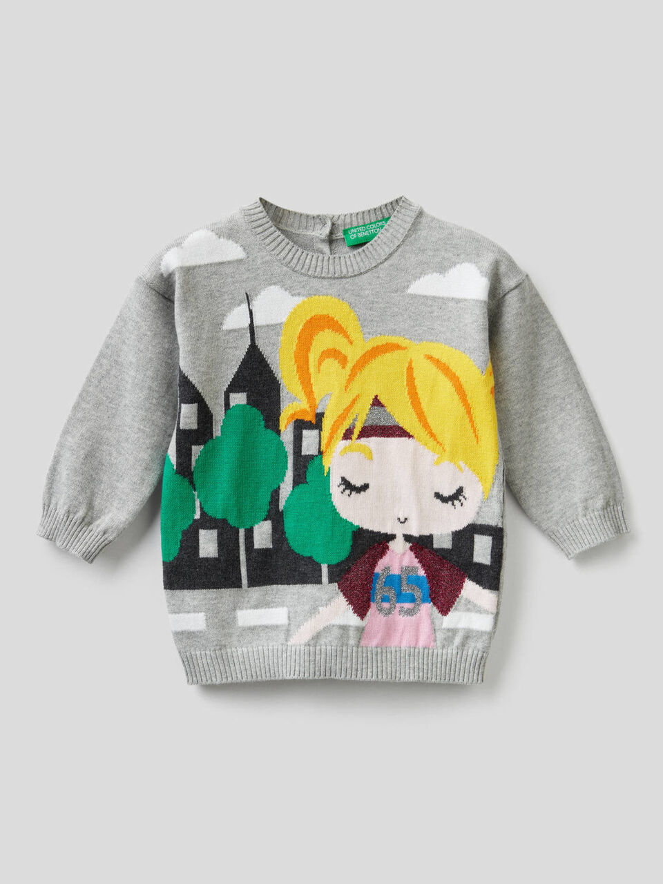 Sweater with inlaid design image number 1