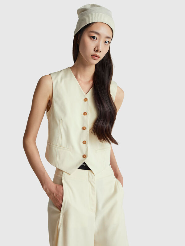 Vest in wool and viscose blend Women