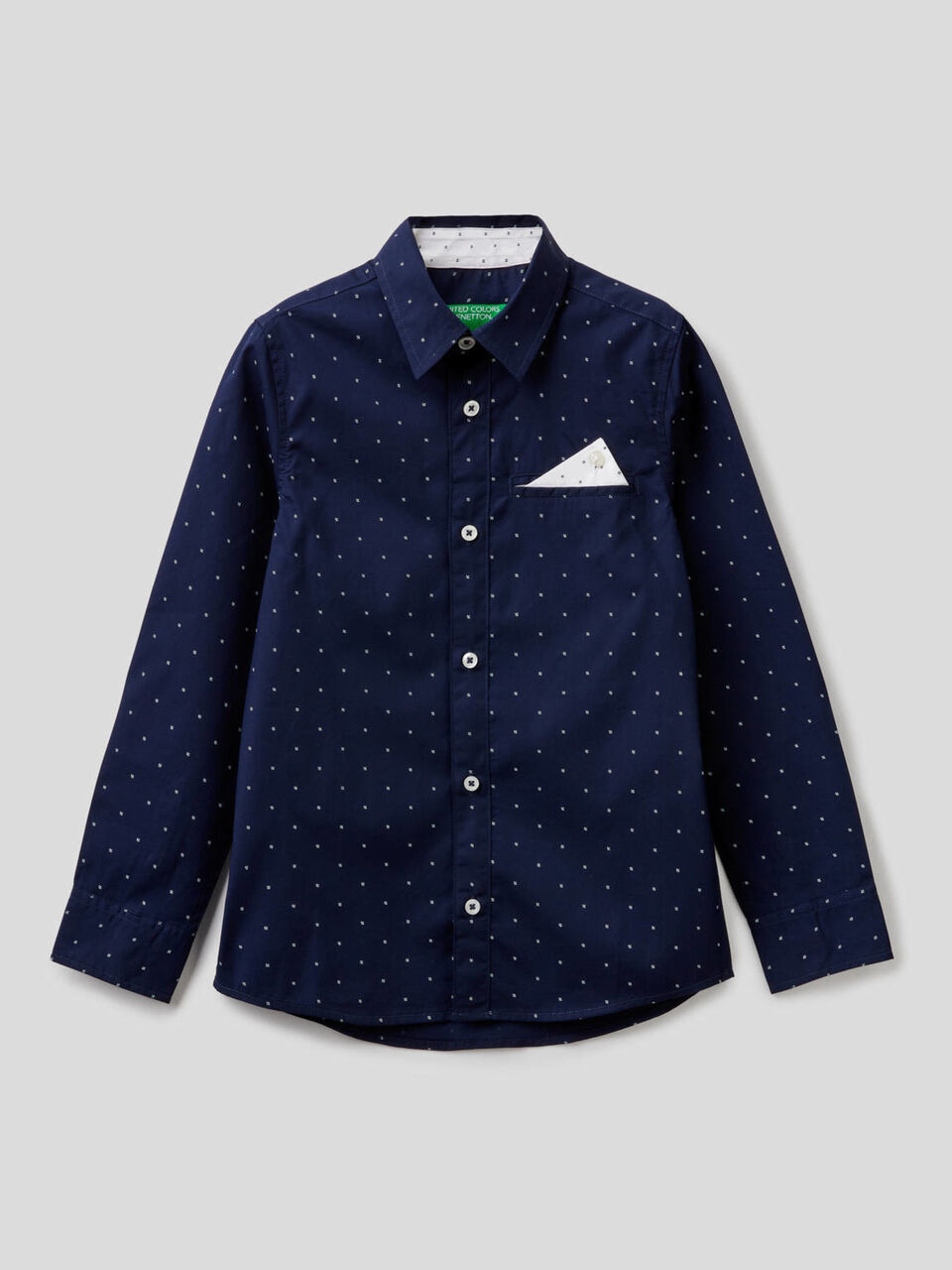 100% cotton shirt with micro pattern image number 1