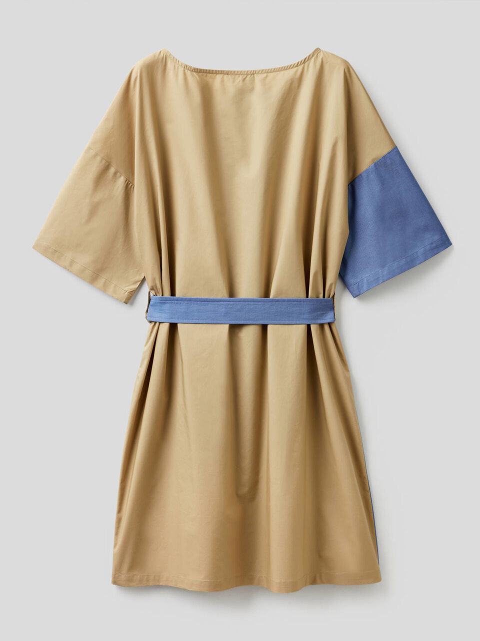 Short two-tone dress in pure cotton image number 2