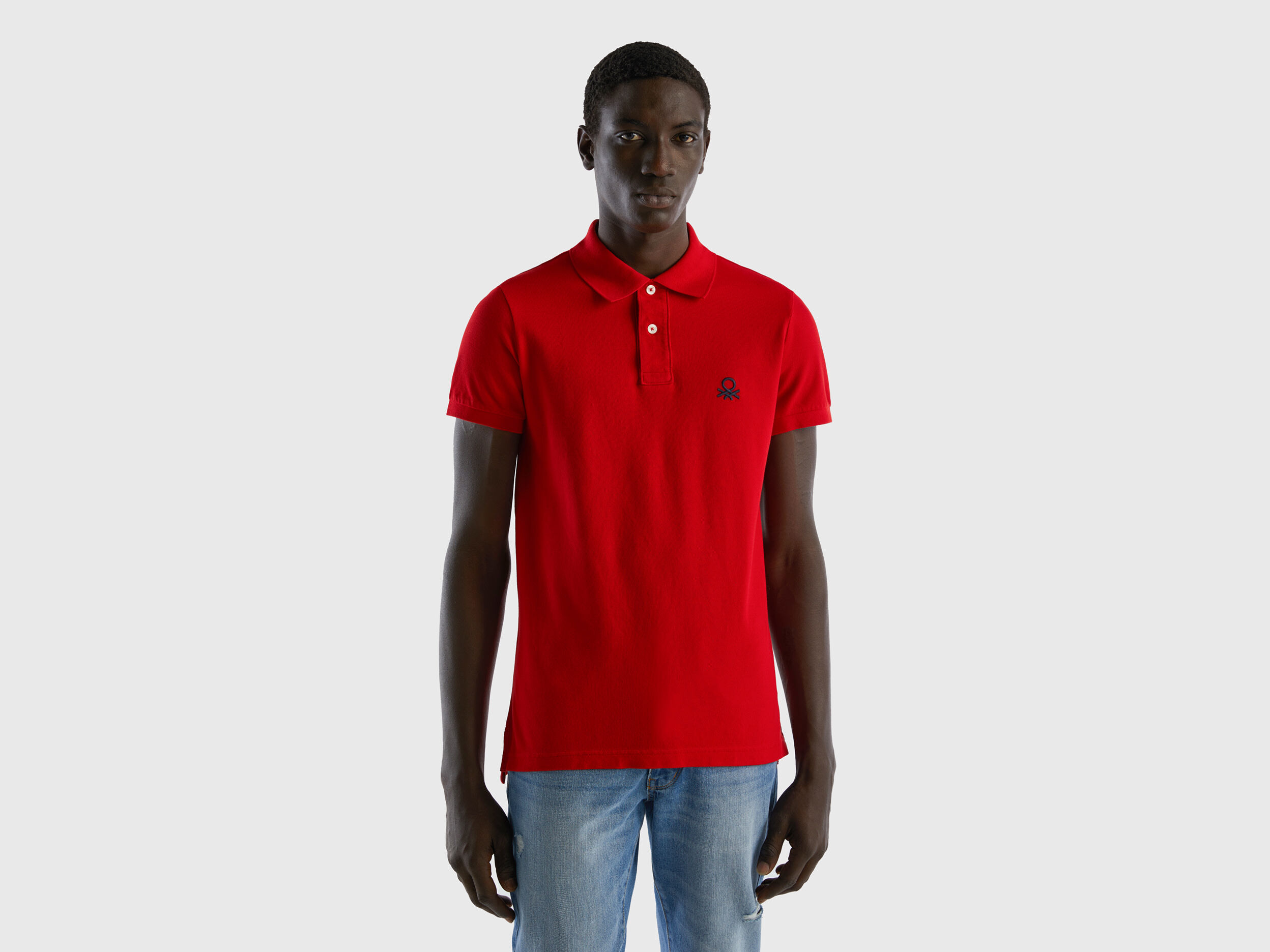 Red slim fit polo
