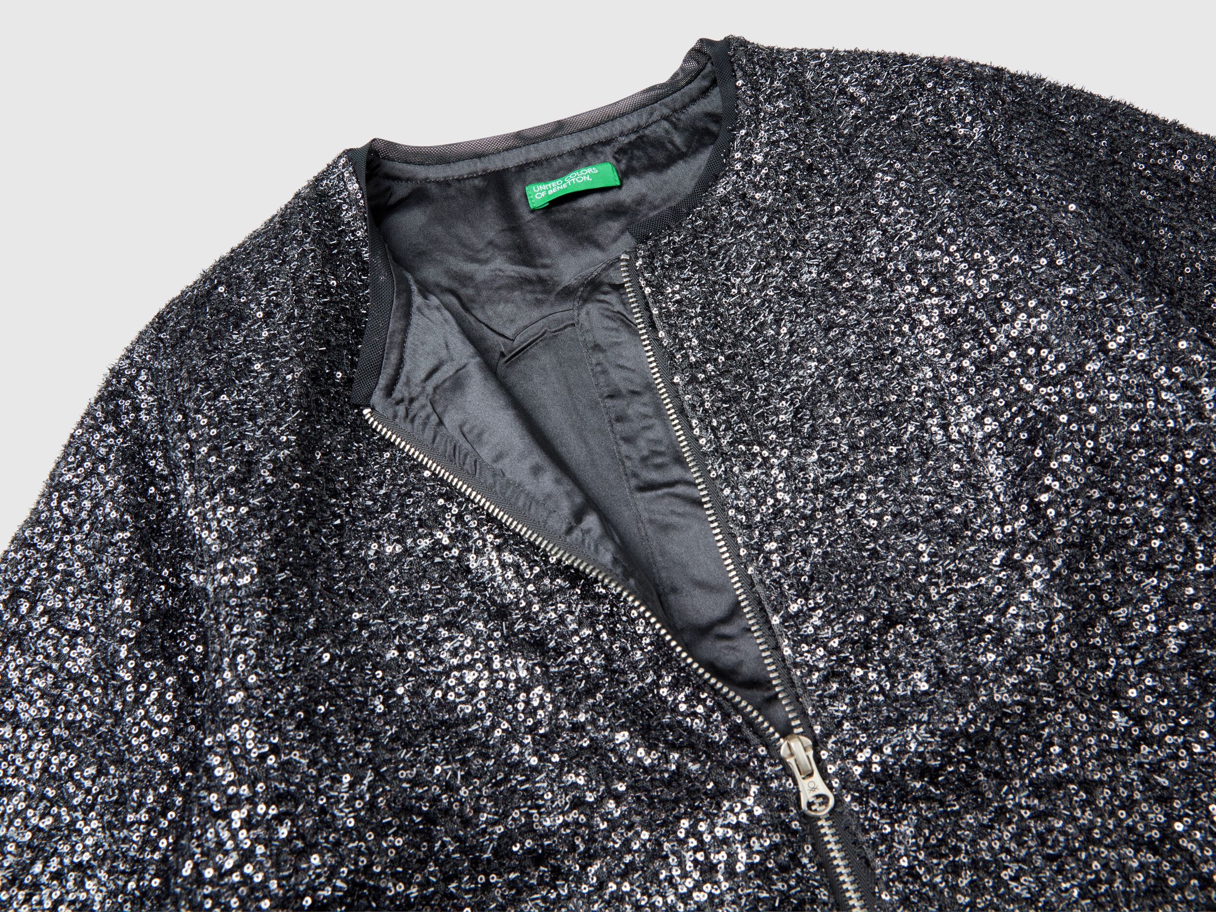 Bomber jacket with sequins