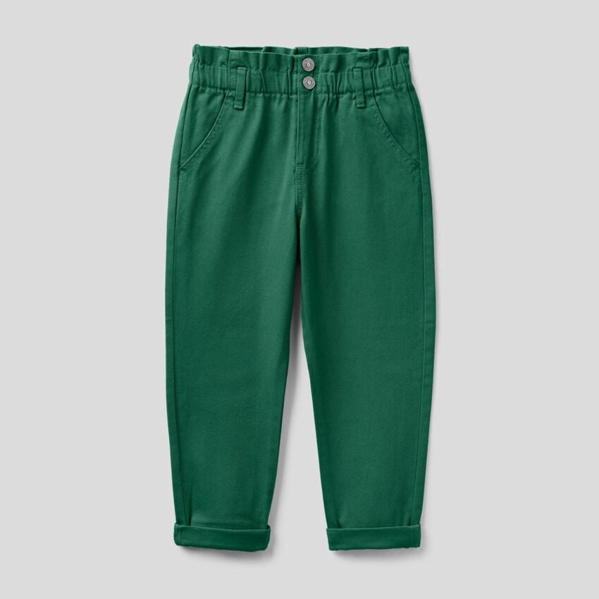 Paperbag trousers in organic cotton