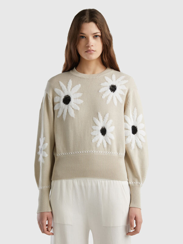 Sweater with floral inlay Women