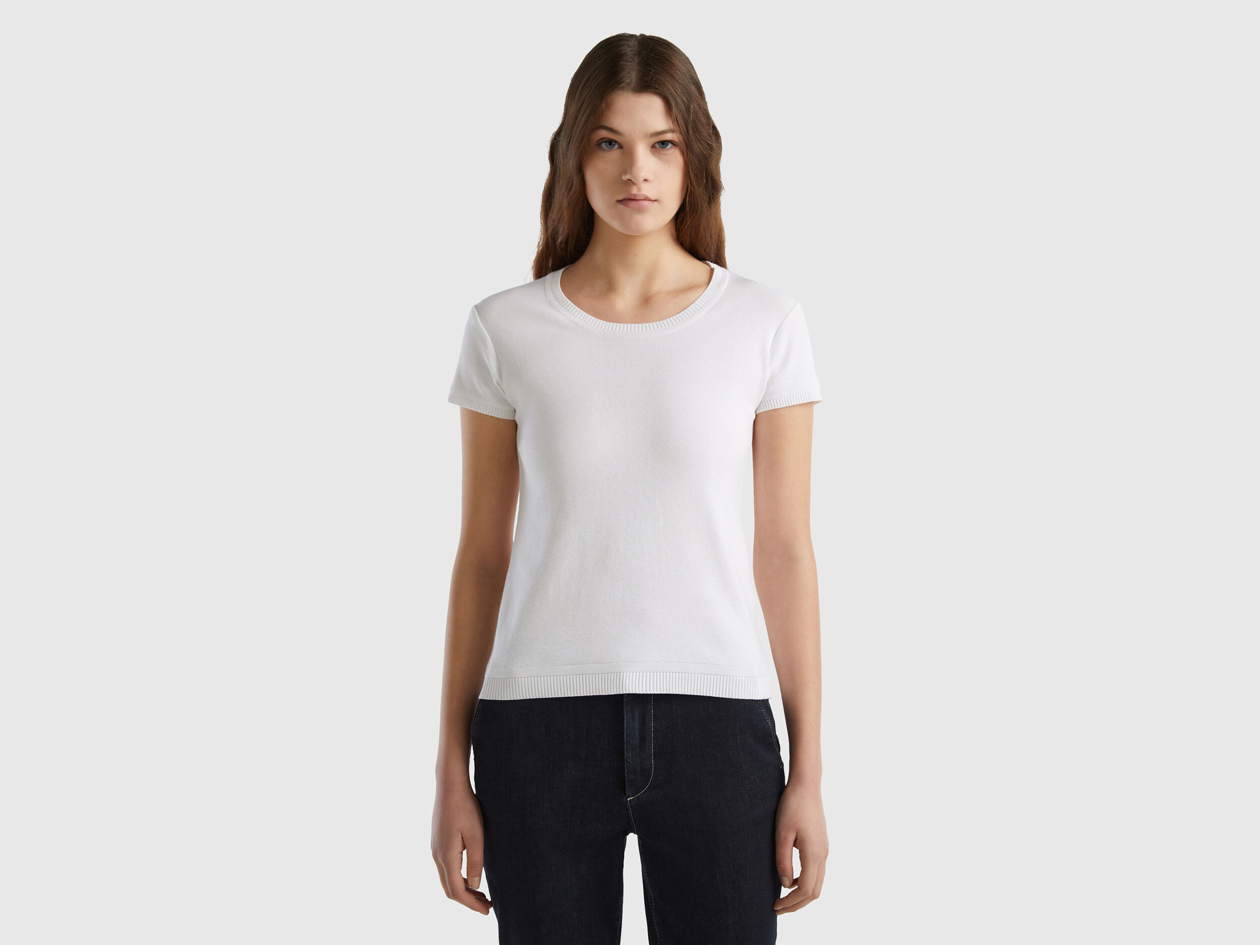Women's short sleeve white sweater best sale